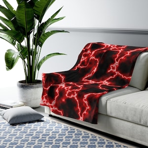 Red Lightning Plush Blanket