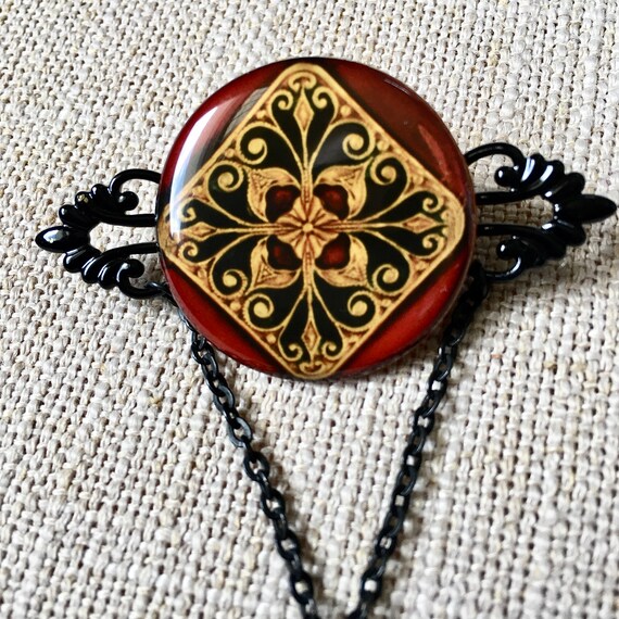 Renaissance Design Pendant Brooch Pin With Fiery … - image 5