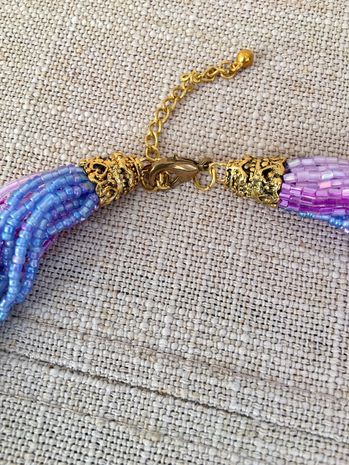 Vintage Purple Glass Bead Necklace Lavender Beaded Torsade Etsy