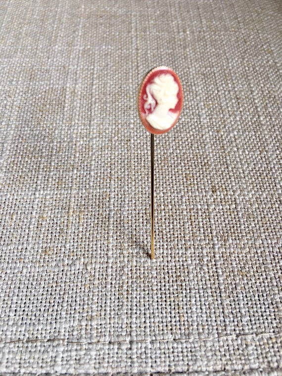 Classic Cameo Stick Pin Vintage Victorian Style G… - image 1