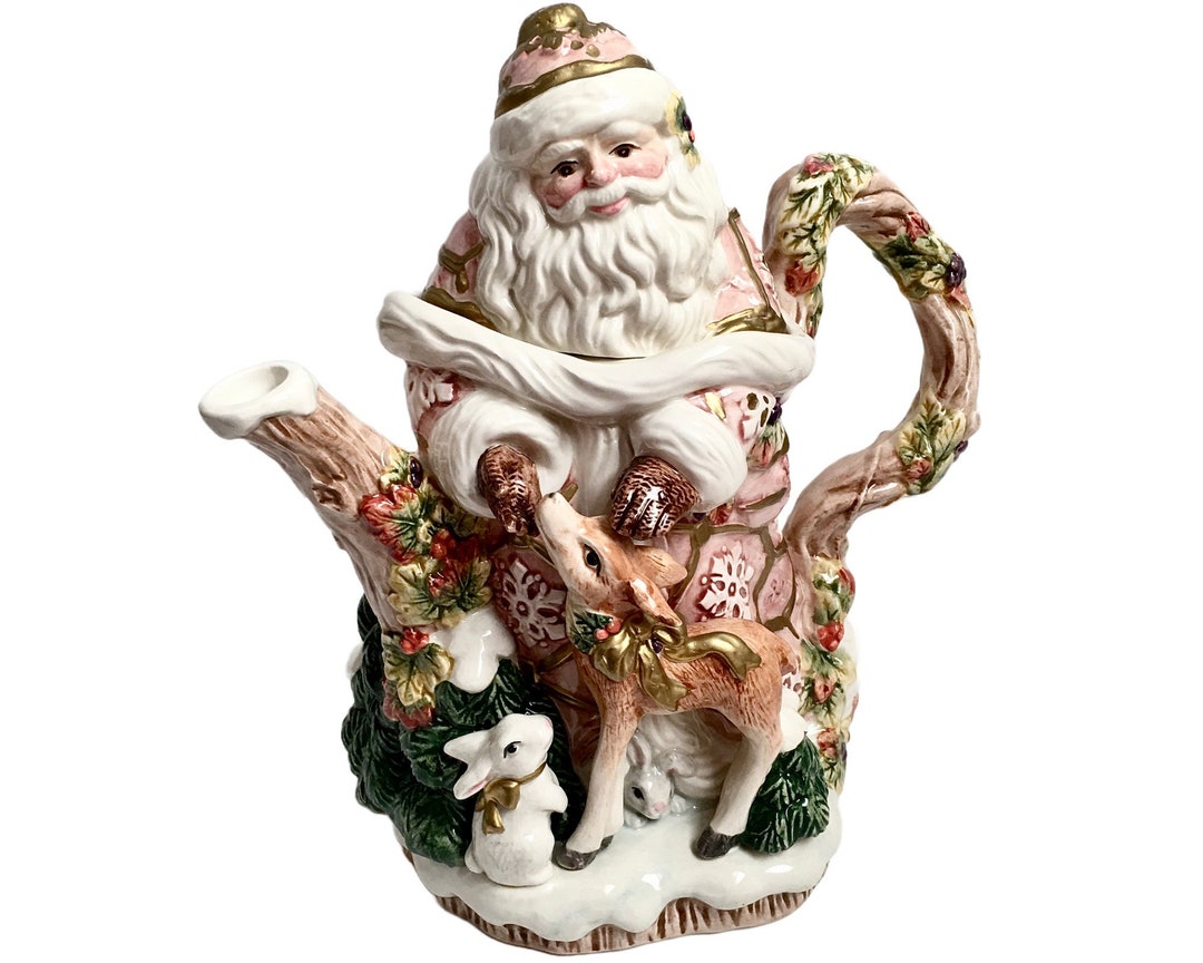 Fitz & Floyd Santa Teapot Snowy Woods Winter Woodland Etsy