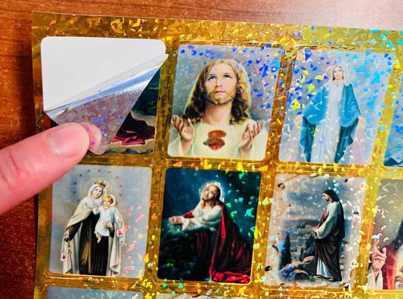 25 Pcs Catholic Stickers Holographic 1.50 X 1.75” for Planner Scrapbook ...