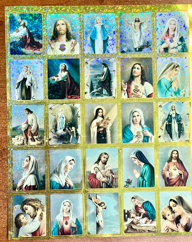 25 Pcs Catholic Stickers Holographic 1.50 X 1.75” for Planner Scrapbook ...