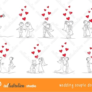 Figura bastone da sposa Doodle, Clipart di nozze, Matrimonio Png, Coppia Clipart, Clipart Cerimonia, Clipart sposato, Clipart disegnato a mano, Impegno
