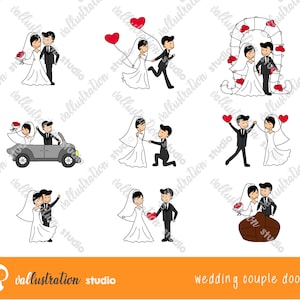 Boda Stick figura Doodle, Wedding Clipart, Boda Png, Pareja Clipart, Ceremonia Clipart, Casado Clipart, Clipart dibujado a mano, Compromiso