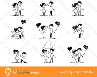 Wedding Stick figure Doodle, Wedding Clipart, Wedding Png, Couple Clipart, Ceremony Clipart, Married Clipart, Hand drawn Clipart, Engagement