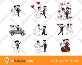 Boda Stick figura Doodle, Wedding Clipart, Boda Png, Pareja Clipart, Ceremonia Clipart, Casado Clipart, Clipart dibujado a mano, Compromiso