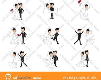 Wedding Stick figure Doodle, Wedding Clipart, Wedding Png, Couple Clipart, Ceremony Clipart, Married Clipart, Hand drawn Clipart, Engagement