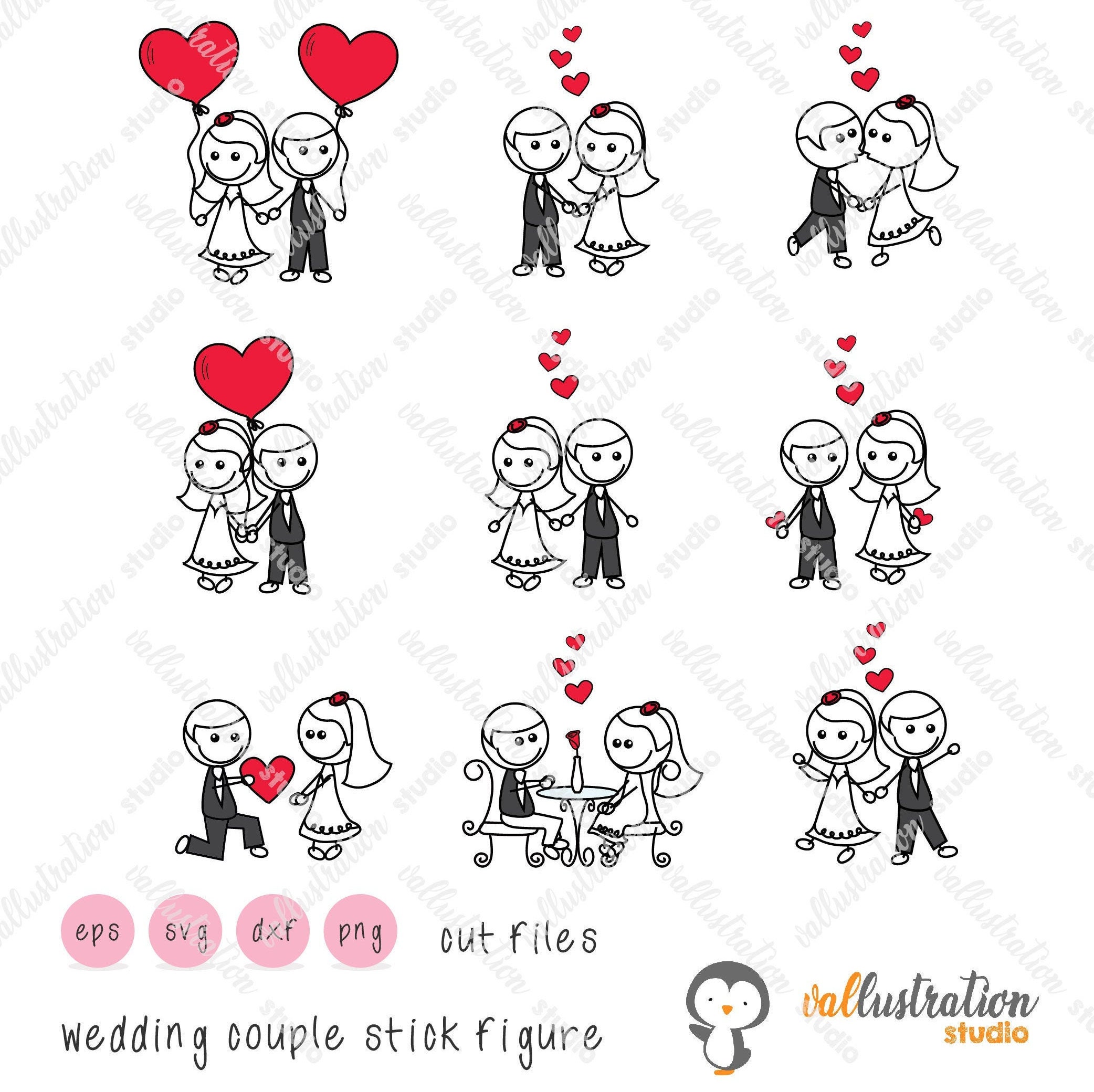 african american bride and groom clipart stick