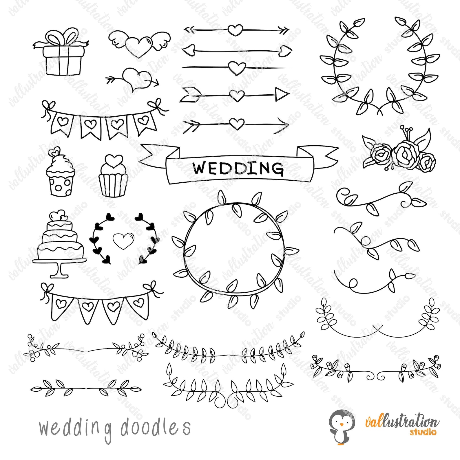 Wedding Doodle Wedding Clipart Wedding Items Ceremony Etsy