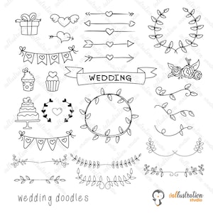 結婚式の落書き、結婚式のクリップアート、結婚式のアイテム、セレモニーのクリップアート、結婚のクリップアート、手描きのクリップアート、婚約 DI003