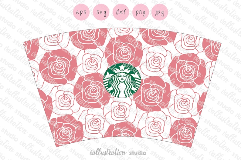 Download Rose Starbucks Full Wrap Svg 24oz Venti Cold Cup Flowers ...