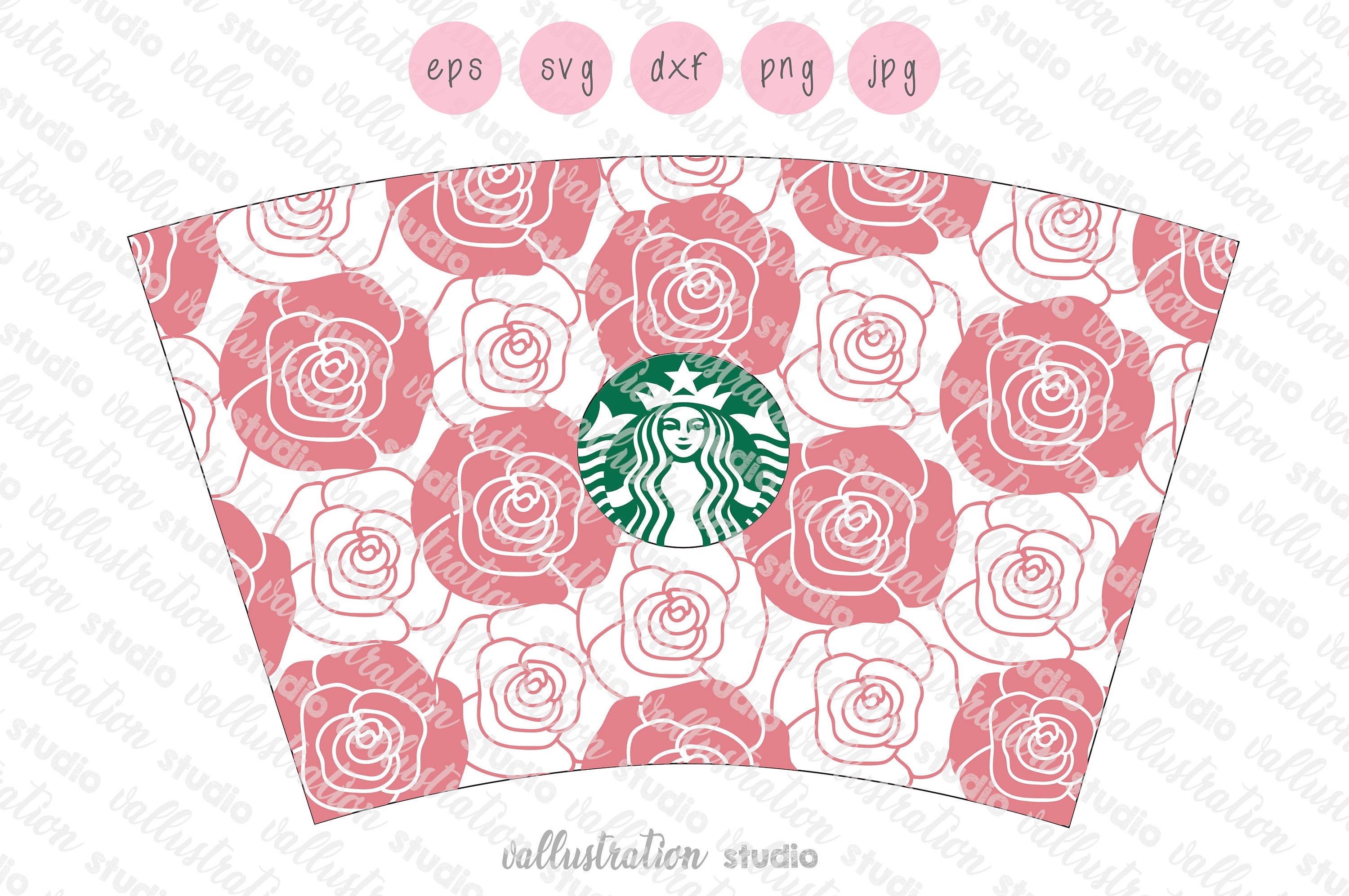 Download Rose Starbucks Full Wrap Svg 24oz Venti Cold Cup Flowers ...
