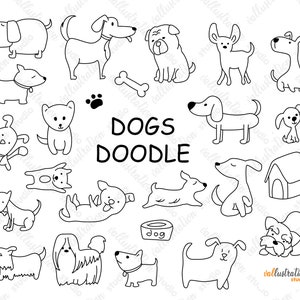 Dogs Clipart, Dogs Doodle, Dogs, Puppy, Funny Dogs, Cute, Hand drawn Clipart, SVG, Transparent, PNG Cricut DI025
