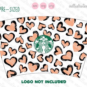 Starbucks Valentine Leoaprd Hearts, 24oz Venti Cold Cup  Svg, Donut Starbucks, Cuttable Design, DXF, EPS Design File Silhouettes SC214