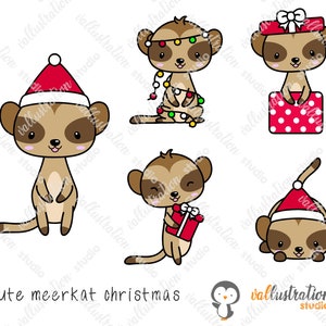 Meerkat Christmas Clip art, Meerkat Christmas Clipart, Kawaii Meerkat, Animals, Christmas Clip art, Christmas, Clip art, Digital,PNG,SVG,EPS