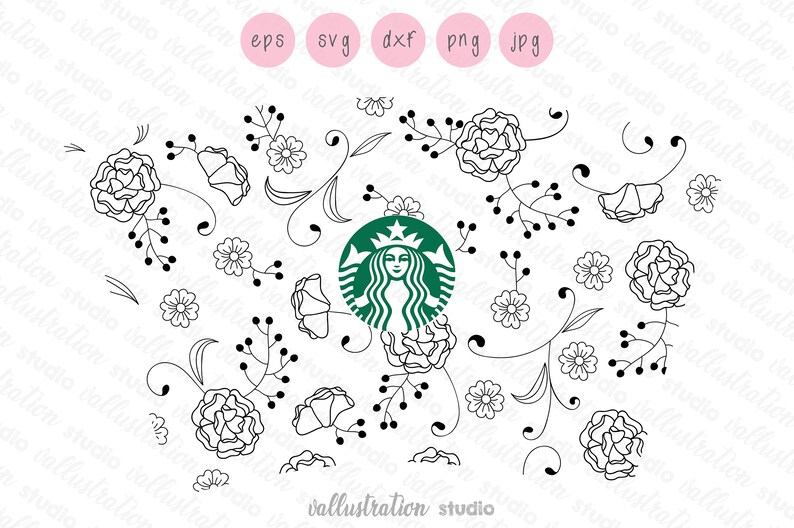 Download Starbucks Full wrap floral 24oz Venti Cold Cup Svg Flowers ...