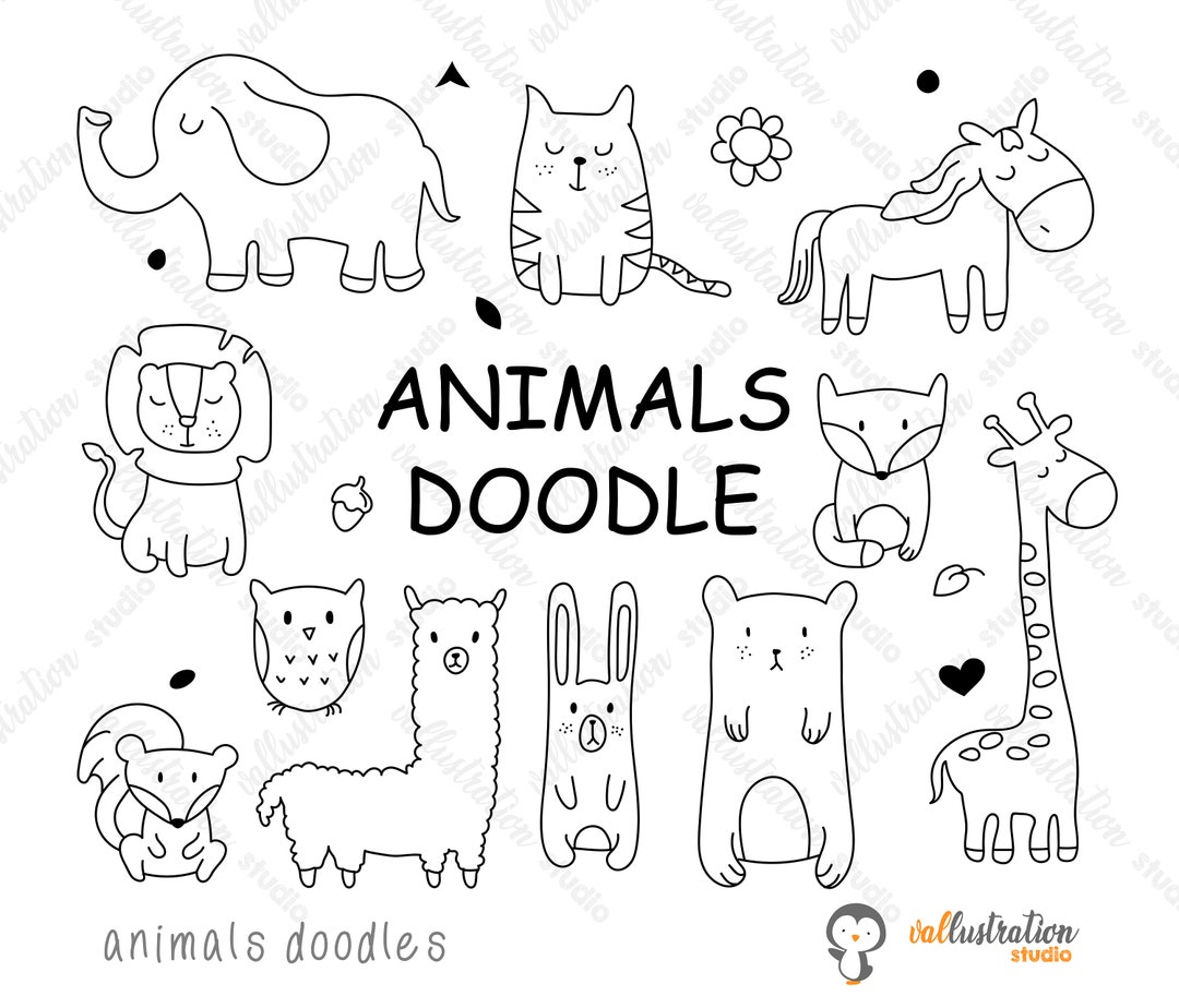 Animals Doodle, Animals Clipart, Woodlands Animals, Cute Animals, Hand