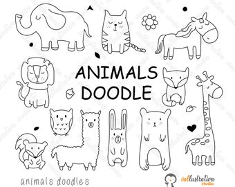 Animals Doodle Animals Clipart Woodlands Animals Cute - Etsy Animals Doodle Animals Clipart Woodlands Animals Cute - Etsy