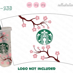 Starbucks voller Wrap Sakura, Blumen 24oz Venti Cold Cup Svg, Sakura Starbucks, schneidbare Design, DXF, EPS Design Datei Silhouetten SC229