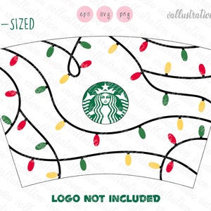 Christmas Lights Starbucks Full Wrap Svg, 24oz Venti Cold Cup, Cuttable Design, PNG, EPS Design File Silhouettes SC138