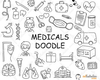 Medical Clipart, Medical Doodle, Health, Doctor, Accessories, Life, Hospital, Transparent, SVG, PNG Cricut DI014