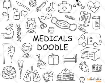 Imágenes médicas, Doodle médico, Salud, Médico, Accesorios, Vida, Hospital, Transparente, SVG, PNG Cricut DI014