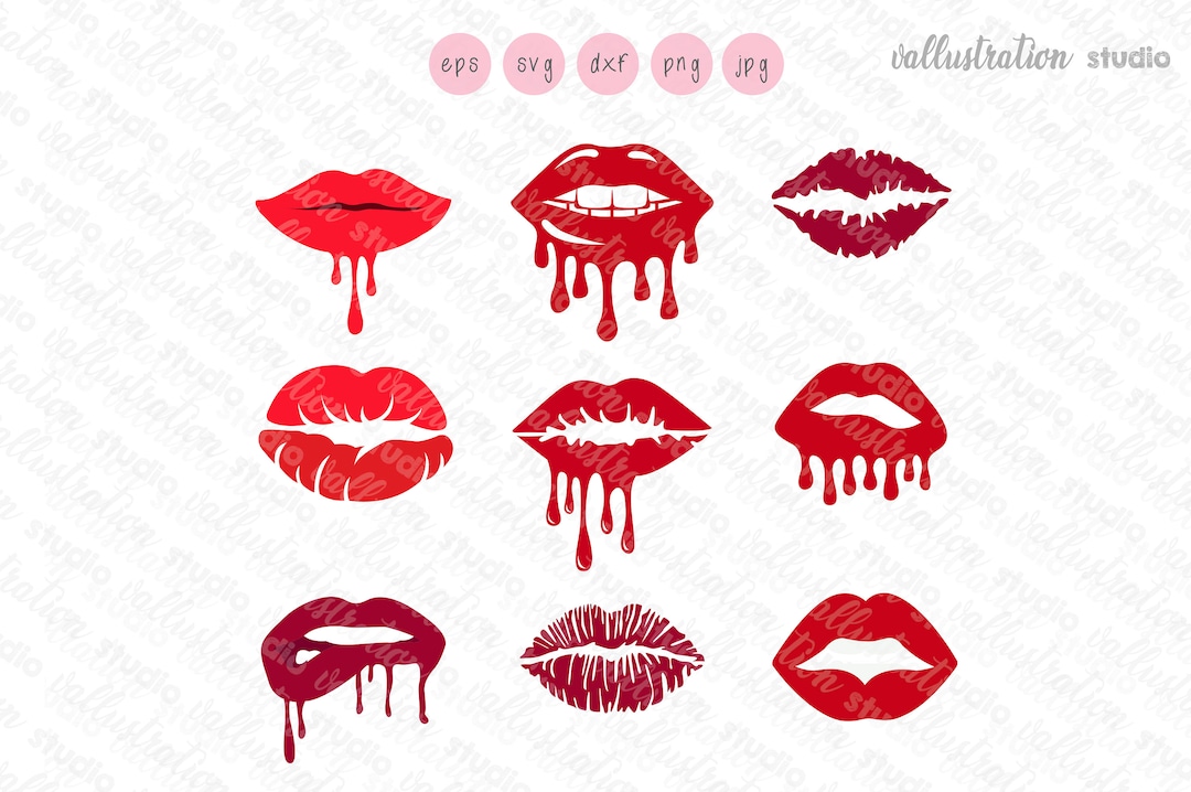 Lip Ripper Design Lips Drip Svg, Cuttable Design, DXF, EPS Design File Silhouettes SC205 ...