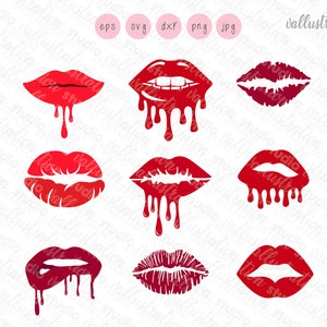 Lips drip Svg, Cuttable Design, DXF, EPS Design File Silhouettes SC205
