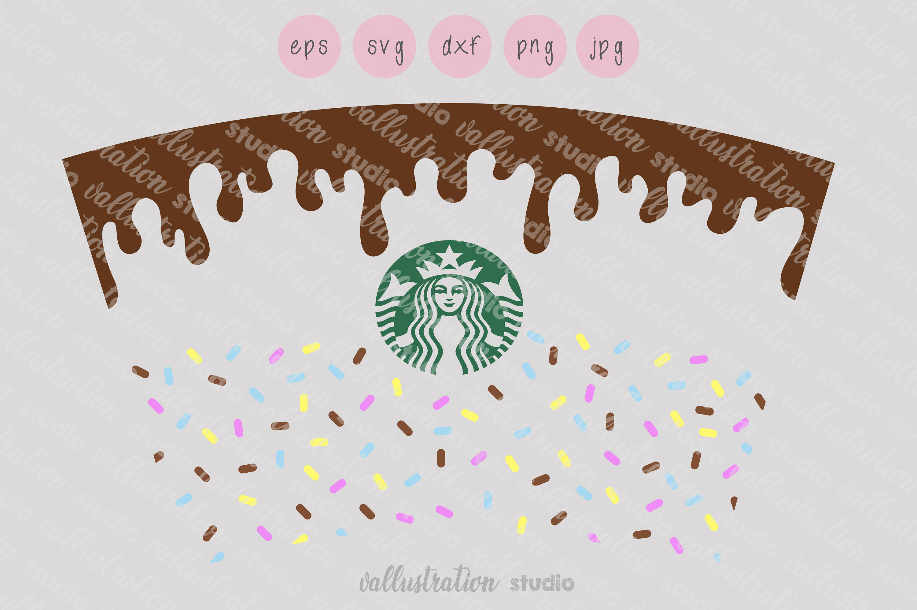 Full Wrap Donut Drip Starbucks 24oz Venti Cold Cup Svg Doughnut Svg 