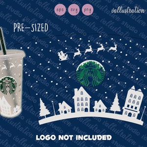 Christmas Starbucks Full Wrap Svg, Christmas Houses, Reindeer, 24oz Venti Cold Cup, Cuttable Design, DXF, EPS Design File Silhouettes SC137