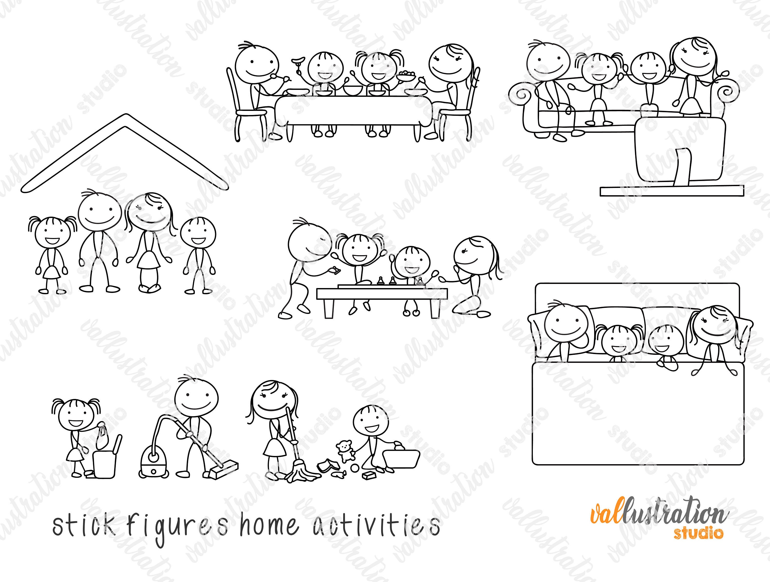 Stick Figure Family Home Activities Home Activities Stay at Etsy