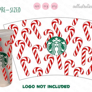 Starbucks Full wrap candy cane 24oz Venti Cold Cup Svg, Candy Cane Starbucks, Cuttable Design, PNG, EPS Design File Silhouettes SC203