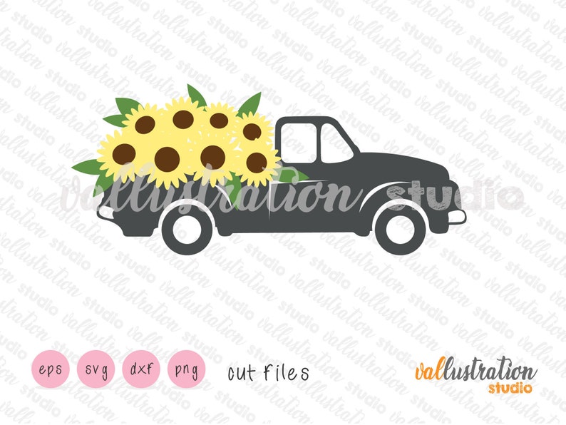 Svg Vintage Truck Flowers Sunflowers Truck withSunflowers Etsy