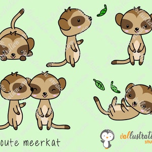 Meerkat Clipart, süße Meerkat Clipart, Kawaii Meerkat, ClipArt, Scrapbooking, Handwerk, Digital, PNG, EPS, SVG