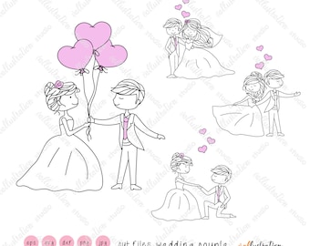 SVG Wedding Stick figure Doodle, Wedding Clipart, Wedding Png, Couple Clipart,Ceremony Clipart,Married Clipart,Hand drawn Clipart,C019
