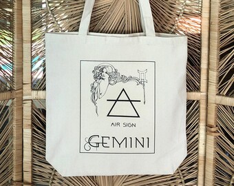Gemini Zodiac Tote Bag | Astrology Air Sign Canvas Bag