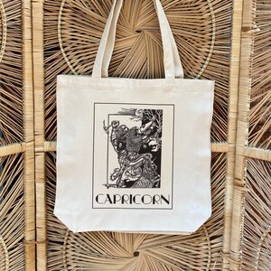 Capricorn the Goat Tote | Earth Sign | Zodiac | Astrology | Horoscope | Capricorn Gift | Large Natural Canvas Boho Tote Bag