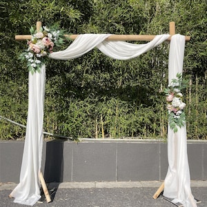 Wedding Arch Flowers, 2Pcs Set Champagne Peony Floral Swags, Artificial Eucalyptus Leaves Flower For Sheer Drapes, Chair,Arbor, Wedding