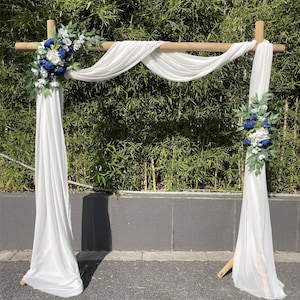 Wedding Arch Flowers, 2Pcs Set Royal Blue Peony Floral Swags, Artificial Eucalyptus Leaves Flower For Sheer Drapes, Chair, Arbor, Wedding