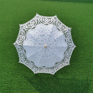 Ombrello bianco artificiale fatto a mano, vintage, in pizzo vittoriano, con apertura manuale, ombrello da sposa nero, ombrello beige per matrimonio.