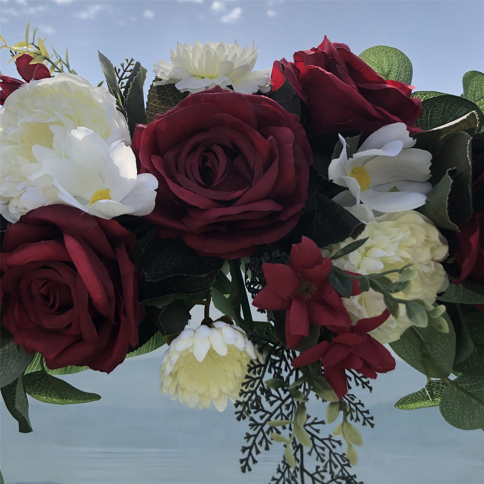 Wedding Arch Flowers Burgundy Rose Floral Swags 3Pcs Set Etsy