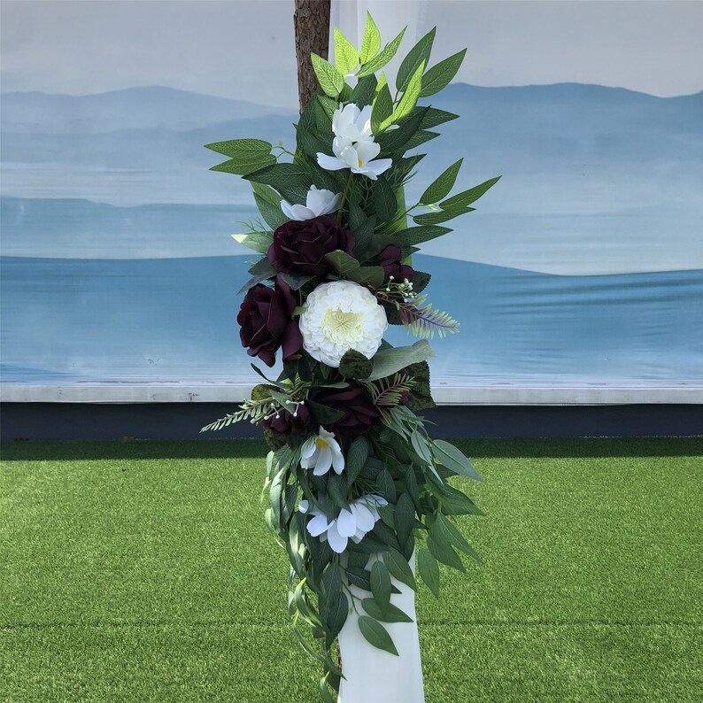 Wedding Arch Flowerspurple Red Corner Floral Swags Etsy