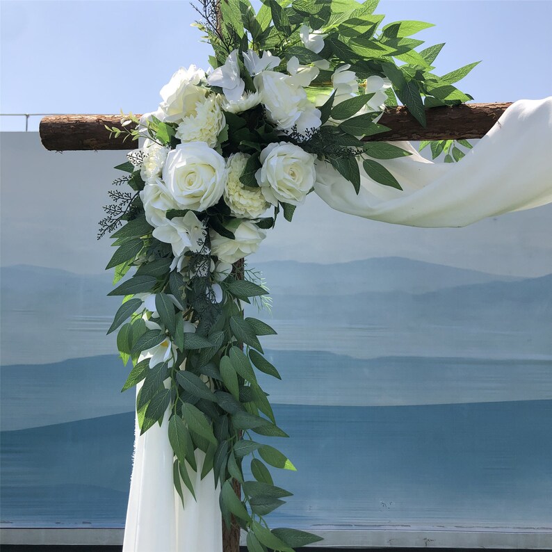 Wedding Arch Flowers 2pcs Set White Rose Floral Swags Etsy