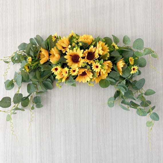 Sunflower Wedding Garland Yellow Wedding Favors Back Door Artificial Wedding Arch Flowers Arrangement Head table centerpiece Wedding Swag