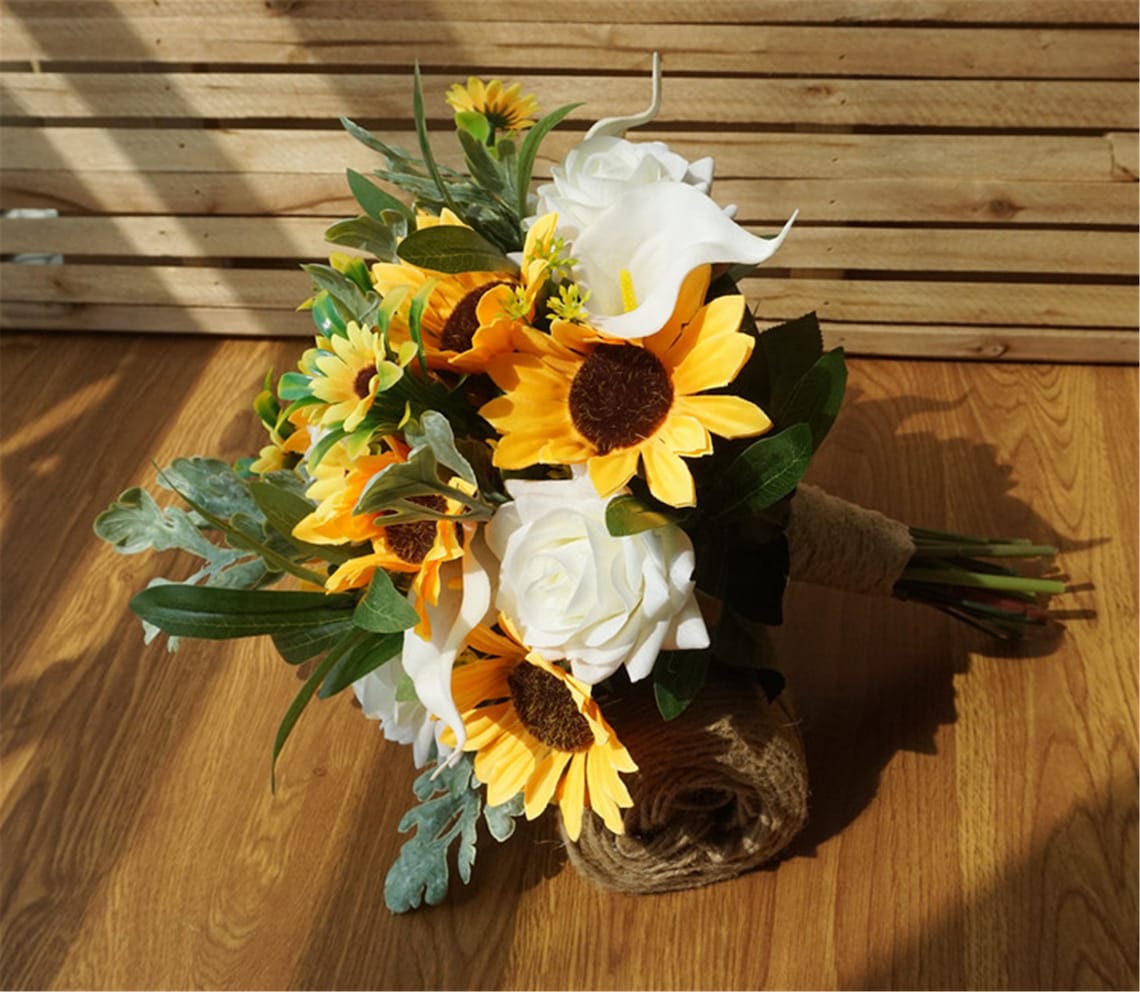 Sunflower Wedding bouquet Calla Lily Sun Flower Bridal Etsy