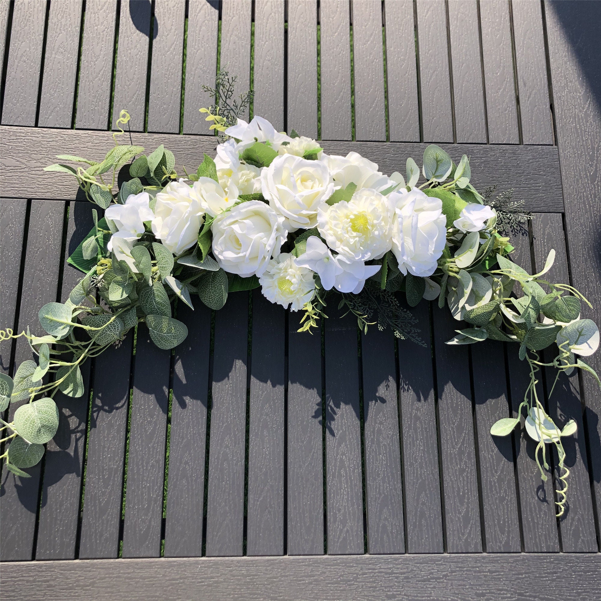 Wedding Arch Flowers 3pcs Set White Rose Floral Swags Etsy UK