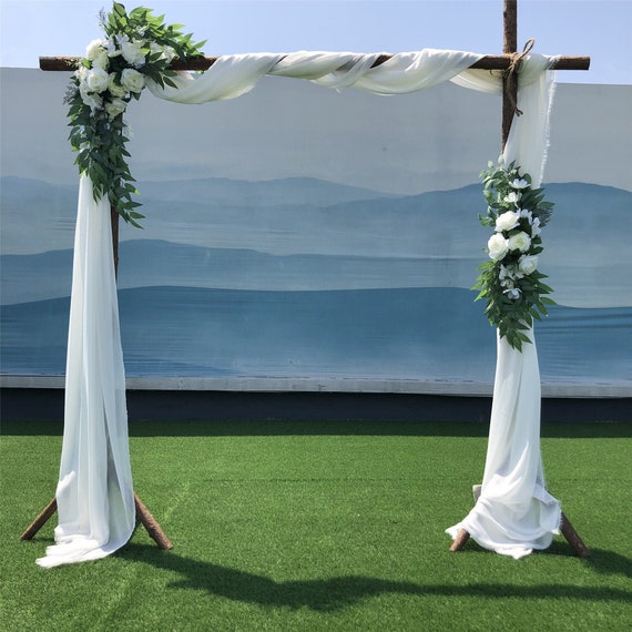 Pack Of 3 Artificial Wedding Arch Flowers Kit – Faux Greenery & Draping Fabric For Ceremony Decor, Rustic Arch Flowers