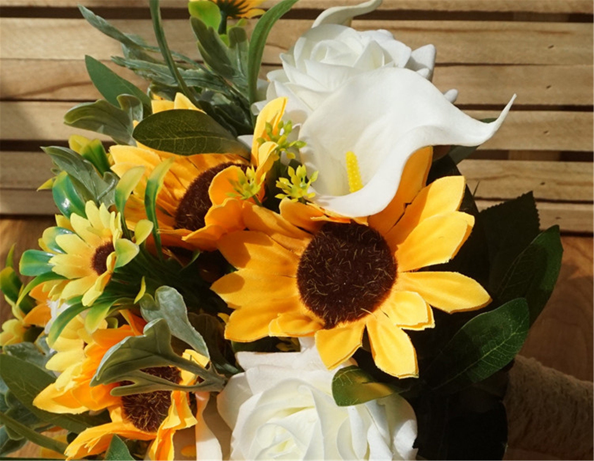 Sunflower Wedding Bouquet Calla Lily Sun Flower Bridal Etsy
