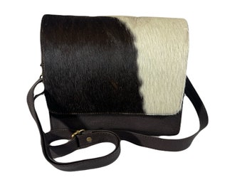 Cowhide hair on shoulder Bag with Suede Flap